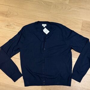 J. Crew Navy Button-Front Cotton Cardigan